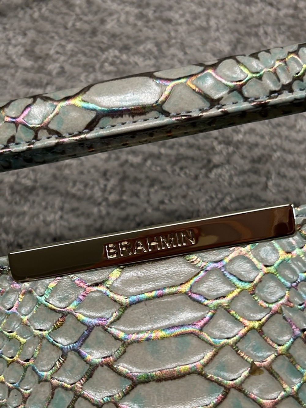 Brahmin Lenox Clutch Purse Opal Seville Vintage Green Crossbody - Picture 2 of 7